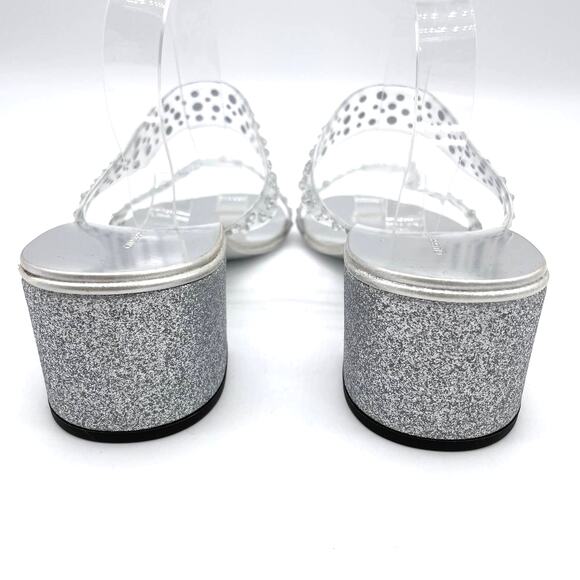 Giuseppe Zanotti Womens Size 38.5 Crystal-Embellished PVC Mules Sandals Silver - Picture 5 of 11
